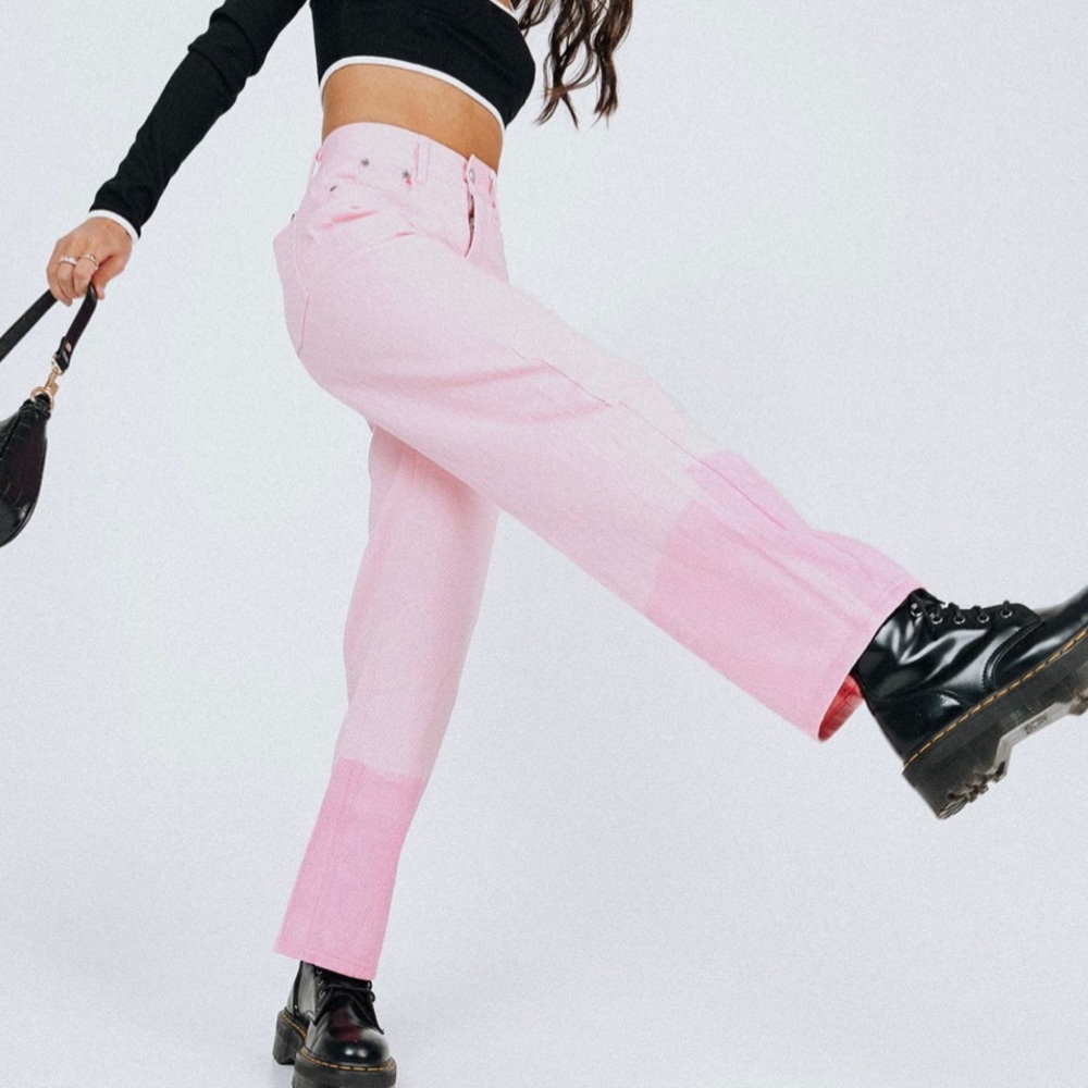 Princess Polly Two Toned Pink High Waisted Straight Leg Jeans Size 2 - NWT